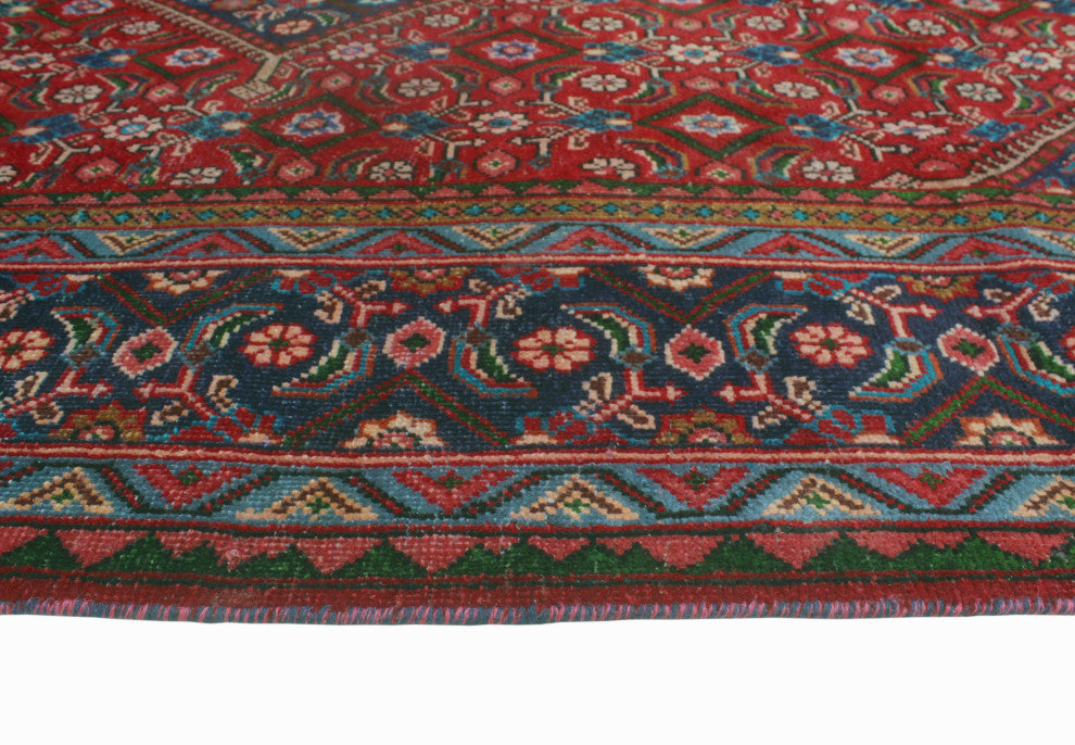 Fine Vintage Distressed Ama Red/Navy Rug, 6'7x10'4
