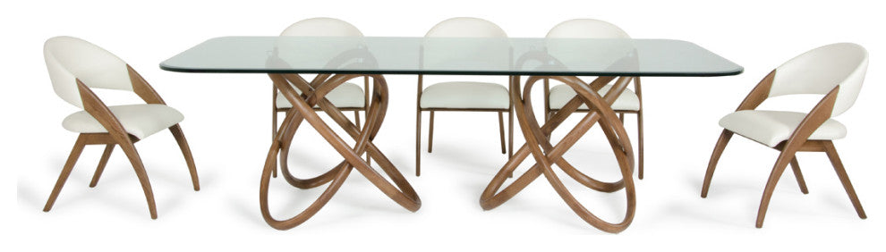 HomeRoots 47" Walnut and Glass Dining Table