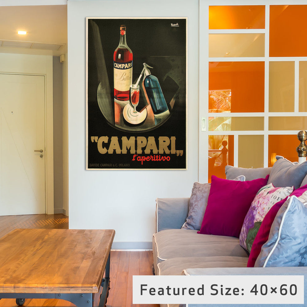 "Campari Aperitivo Advertising VIntage Poster" Wrapped Canvas Print, 40x26x1.5