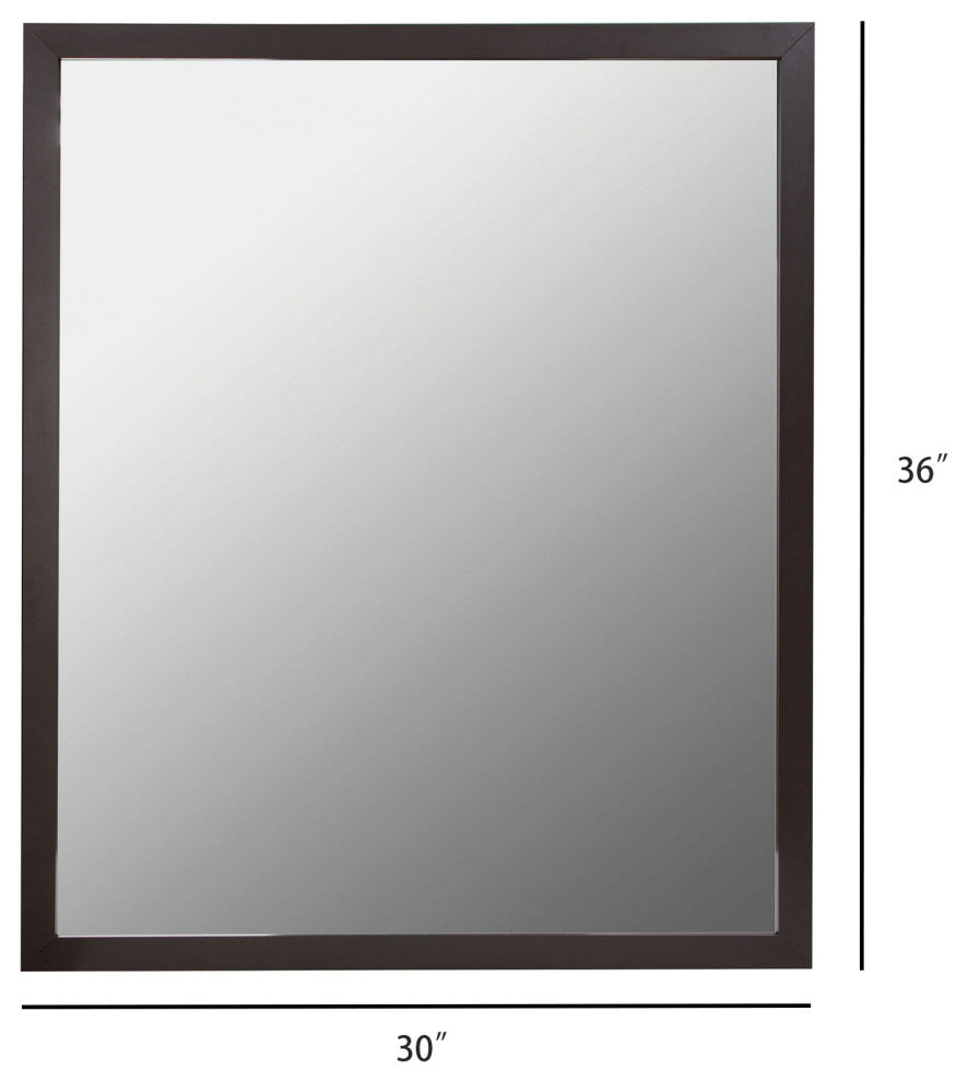 Rectangular Aluminum Framed Wall Mounted Bathroom Mirror, Oil-Rubbed Bronze;, 30" X 36";
