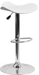 Ethan White Vinyl Adjustable Height Barstool With Chrome Base