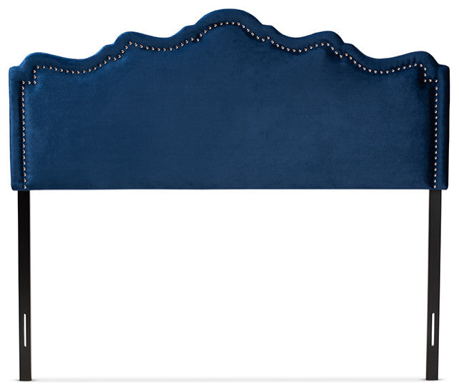 Nadeen Royal Blue Velvet Fabric Upholstered King Size Headboard