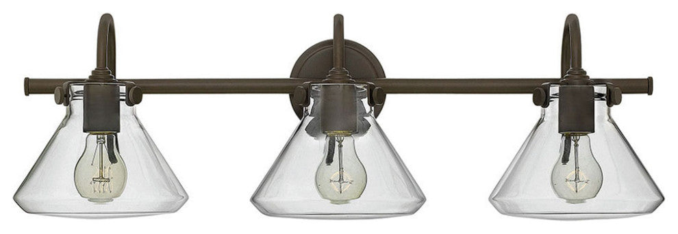 Hinkley Congress Medium Retro Glass Three Light Vanity, Oil Rubbed Bronze