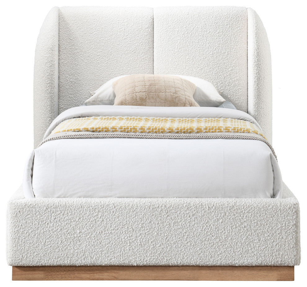 Jardin Boucle Fabric Full Bed, Cream, Twin