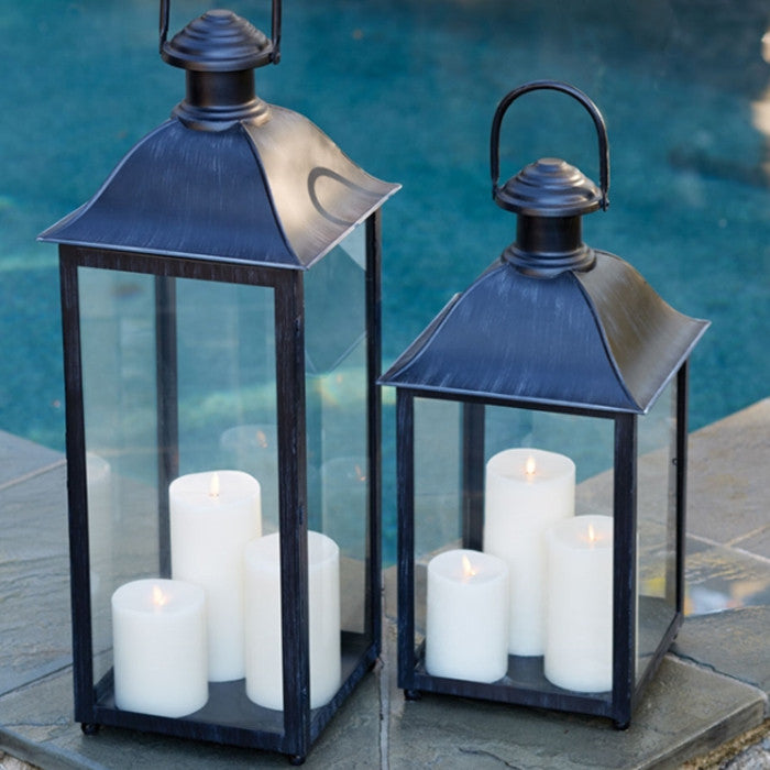 Classic Tall Carriage Antique Style Candle Lantern Black Metal Outdoor Patio