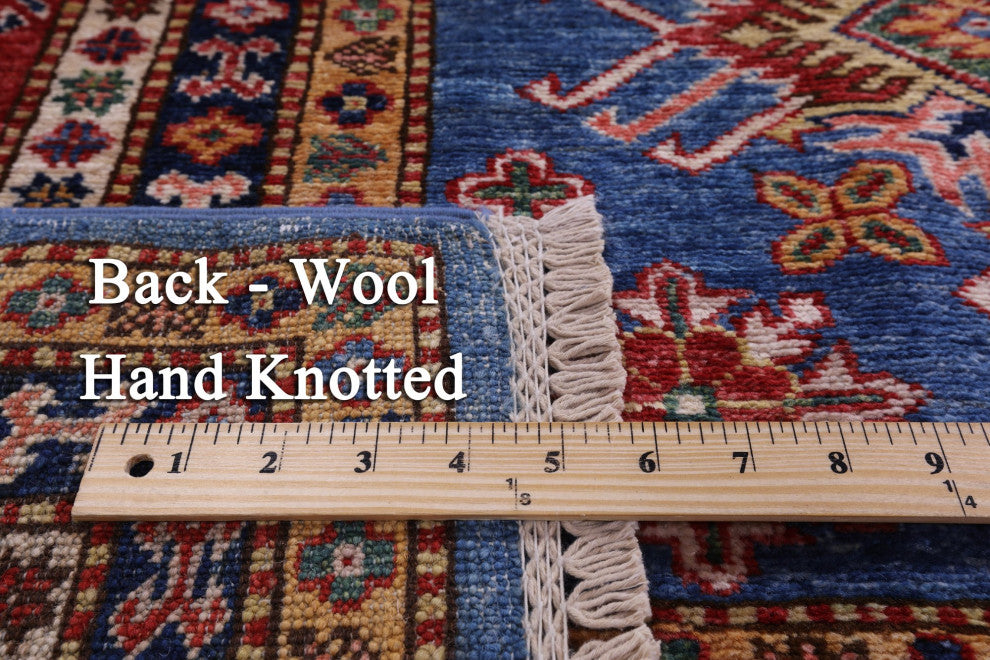 8' 10" X 12' 5" Geometric Super Kazak Handmade Wool Rug Q9525