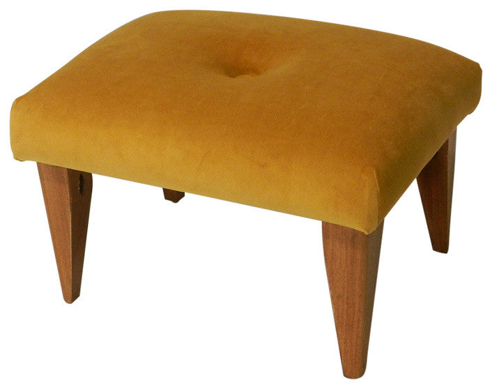 Tufted Suede Footstool, Gold