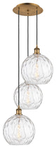Athens Multi-Pendant, Brushed Brass, Clear Water Glass