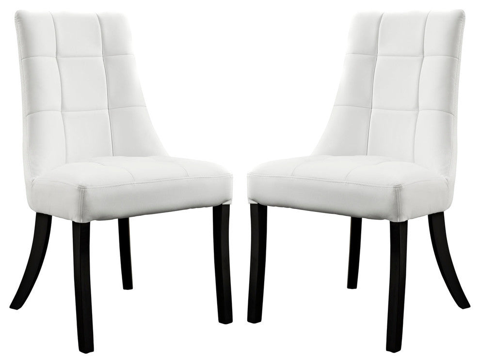 Modern Contemporary Kitchen Vinyl Dining Chair Set of 2 White