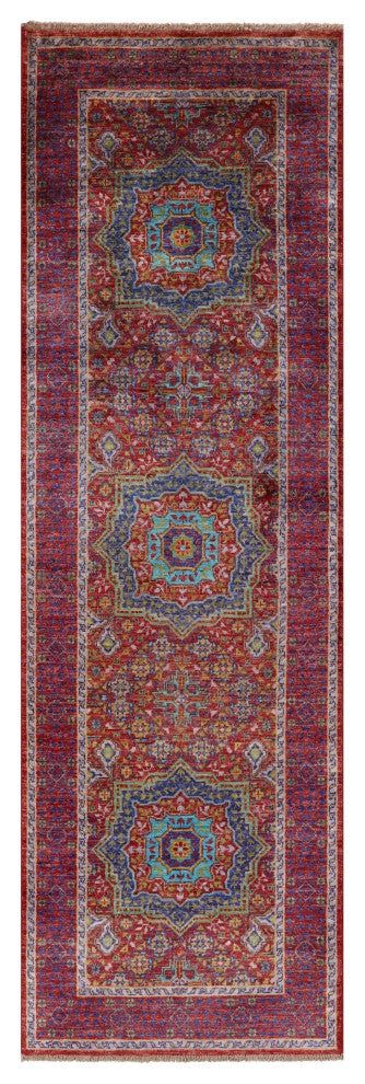 2' 8" X 8' 8" Runner Handmade Mamluk Geometric Wool Rug - Q12289