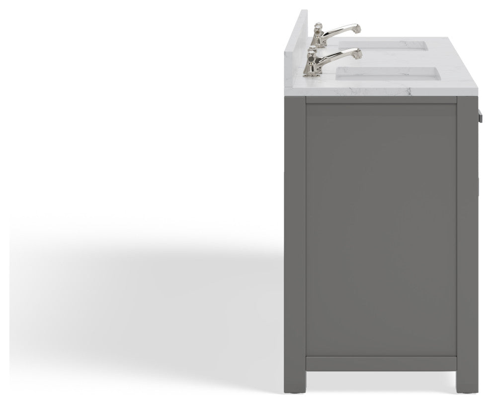 The Polaris Bathroom Vanity, Cashmere Gray, 72", Double Sink, Freestanding