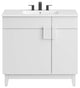 Modway Miles 36" Wood Bathroom Vanity with Tapered Legs in White