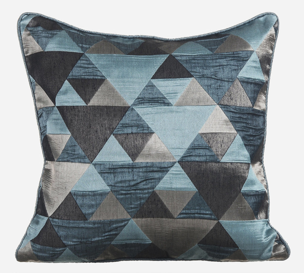 Blue Decorative Pillow Covers 24"x24" Silk, Teal Origami