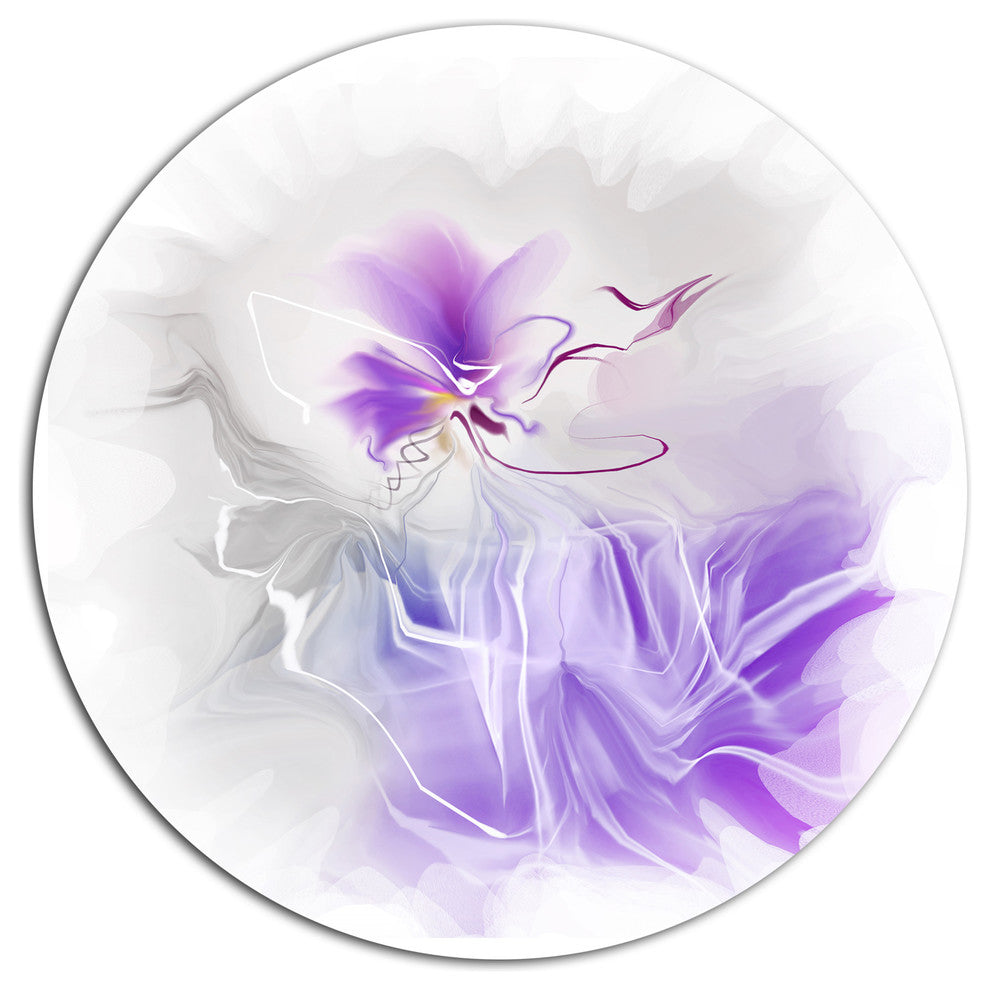 Abstract Painted Blue Floral Design, Floral Round Wall Art, 23"