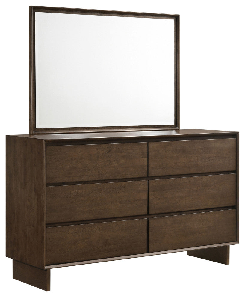 Glenwood 6-drawer Dresser and Mirror Warm Brown