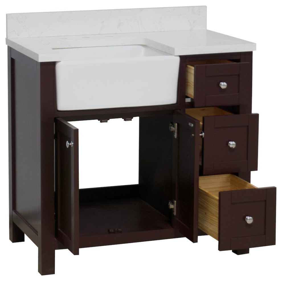 Yorkshire 36" Bathroom Vanity, Chocolate, Engineered Marble