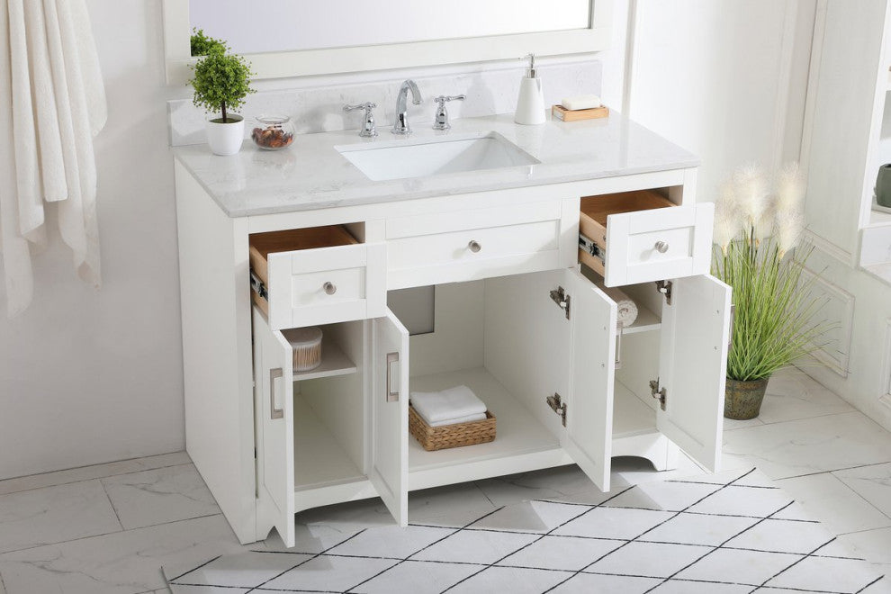 Mia 48" Single Bathroom Vanity, White With Backsplash