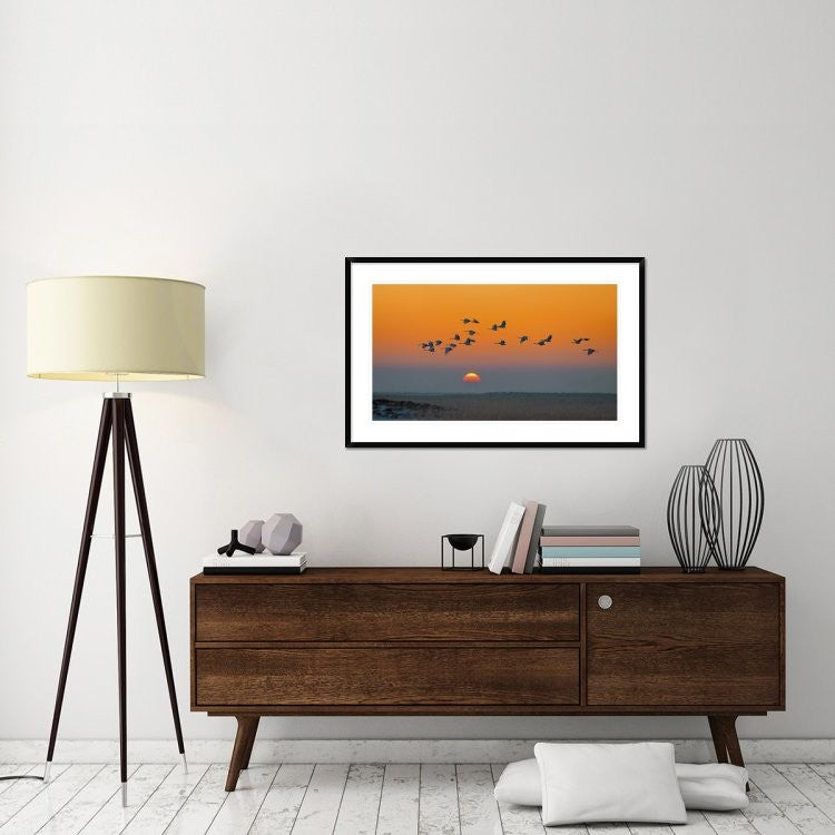 "Red-Crowned Crane" Framed Digital Print by Hua Zhu, 44x28"