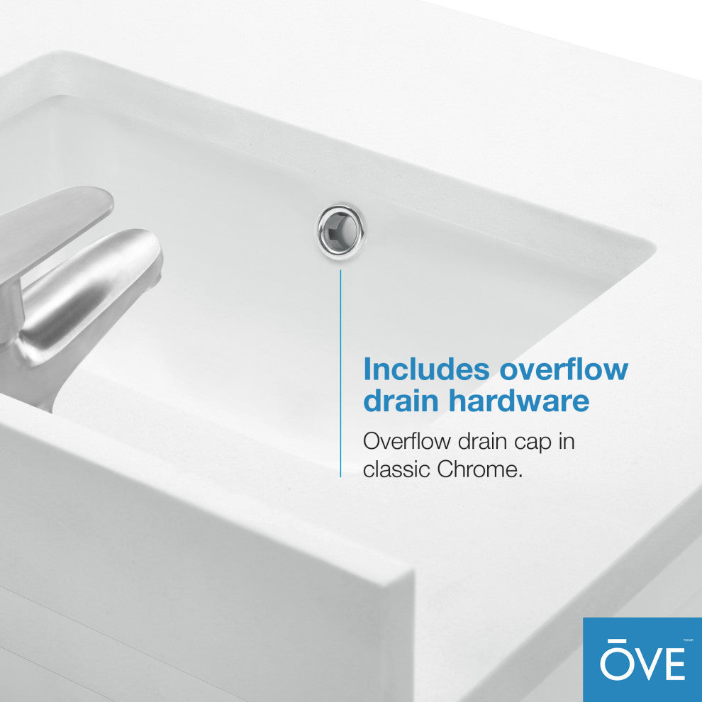 Ove Decors Vegas Single Sink Bathroom Vanity Set With Countertop, White, Dark Charcoal, 24"