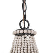3-Light Distressed White and Matte Black Bohemian/Global Beaded LED Chandelier