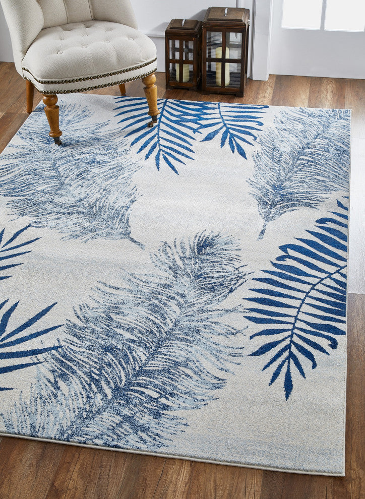 Stella Fauna Tropical Area Rug, Stella 6266 Ivory/Navy Fauna, 7'10 X 10'10