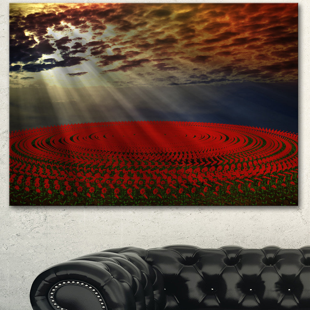 Beautiful Circled Flower Fields, Floral Canvas Art print, 40"x30"