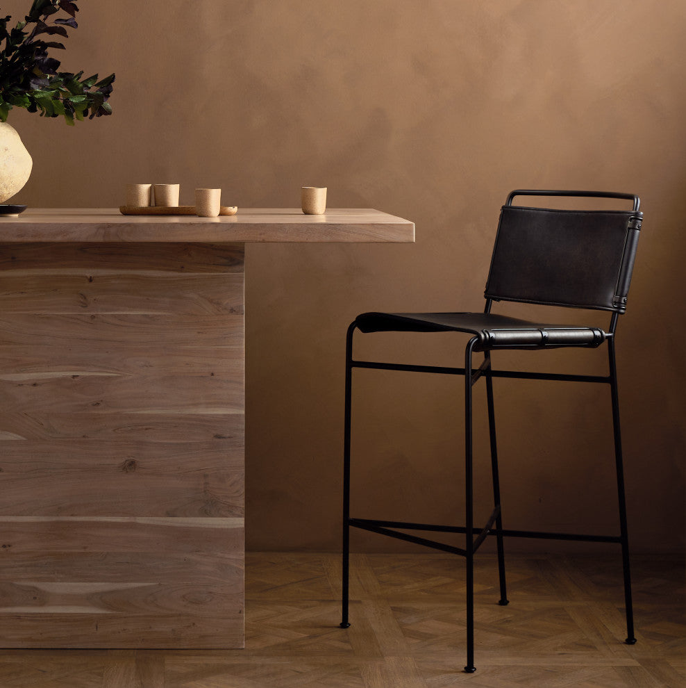 Wharton Stool-Distressed Black-Bar