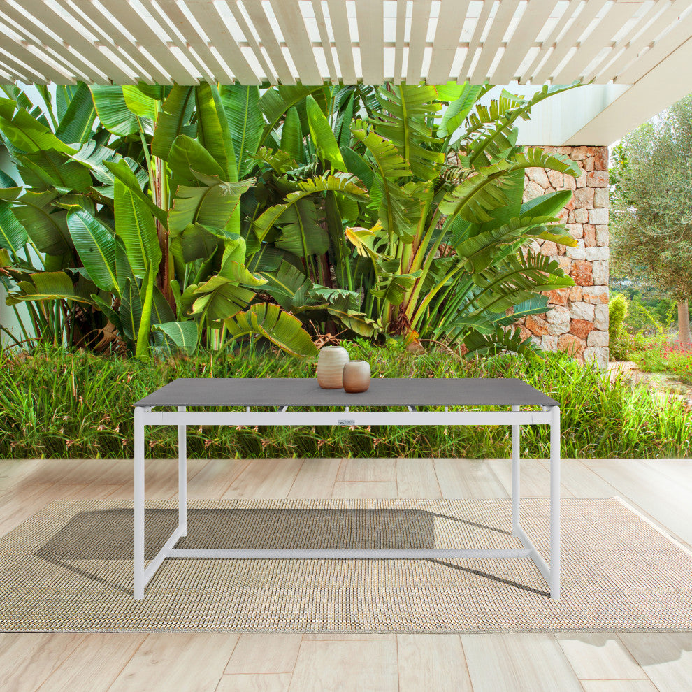 Royal Outdoor Dining Table With Stone Top, White