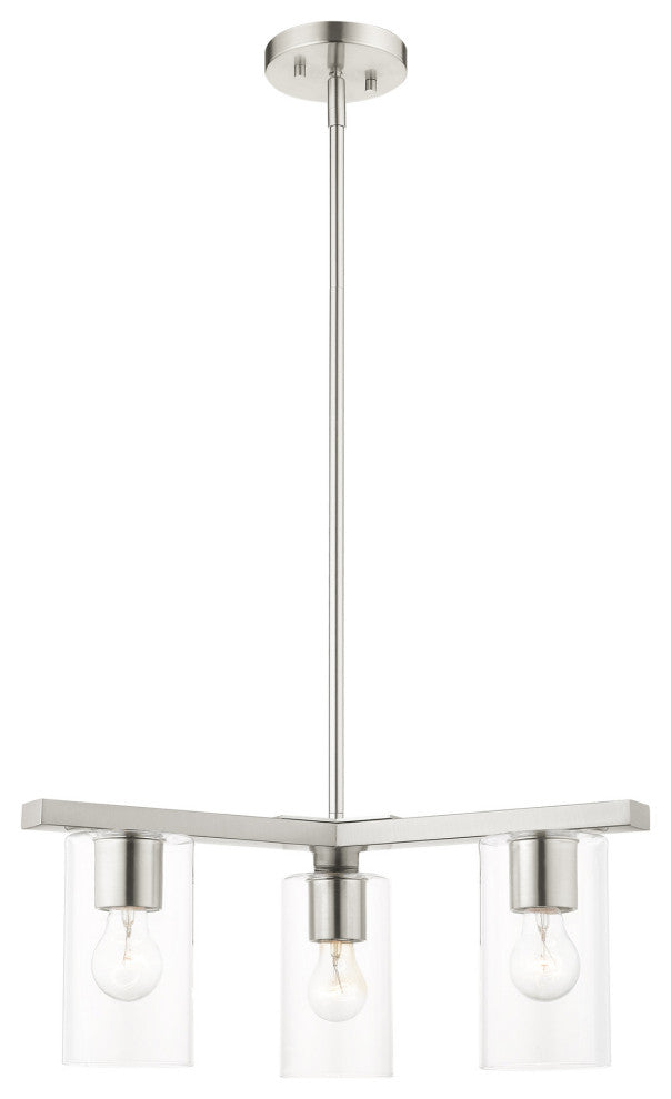 Livex Lighting Zurich 3 Light Brushed Nickel Chandelier