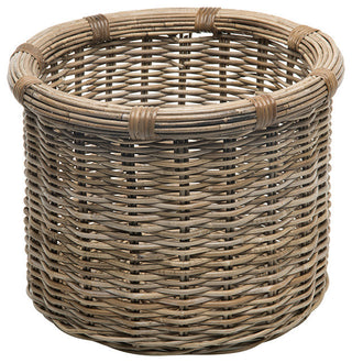 Rattan Kobo Round Log and Storage Basket, Gray-Brown