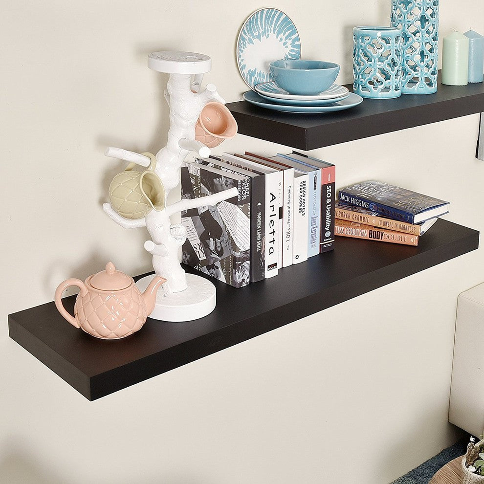 11.81" Depth Grande Floating Wall Shelves, Black, 35.43"
