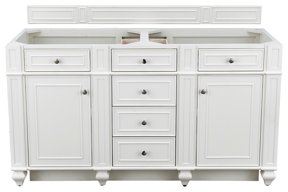 Bristol 60" Double Vanity Bright White, Carrara Marble