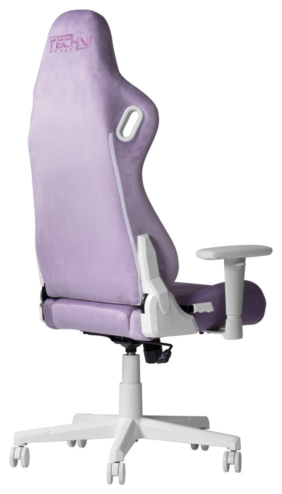 Techni Sport TSF45C Velvet Memory Foam Gaming Chair "“ White, Purple
