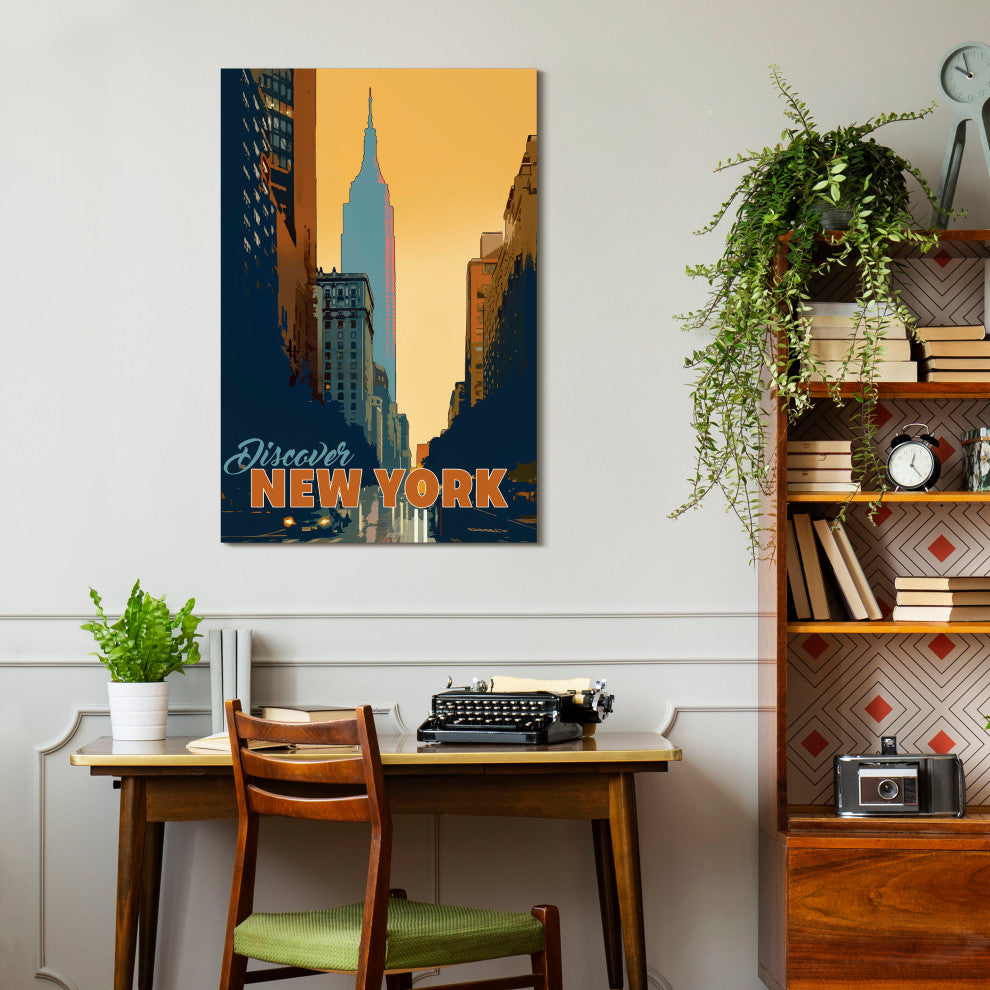"New York Minute" Frameless Free Floating Tempered Glass Panel Graphic Wall Art