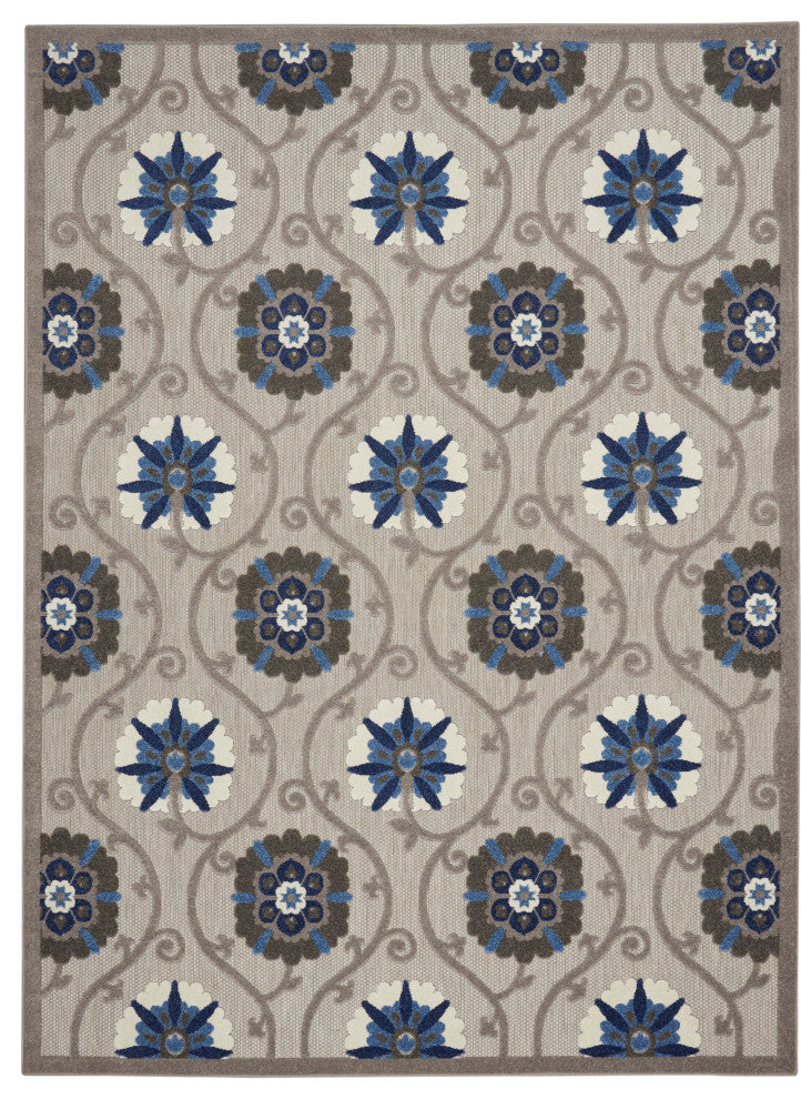 Nourison Aloha 6' x 9' Grey/Blue Contemporary Area Rug