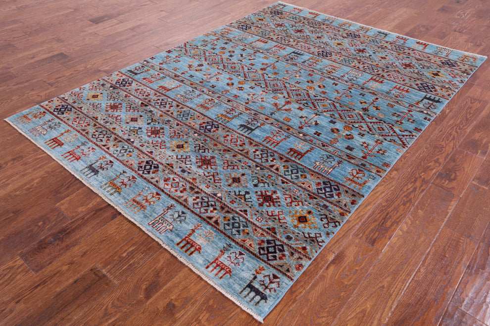 5' 8" X 7' 11" Tribal Persian Gabbeh Handmade Wool Rug Q5446
