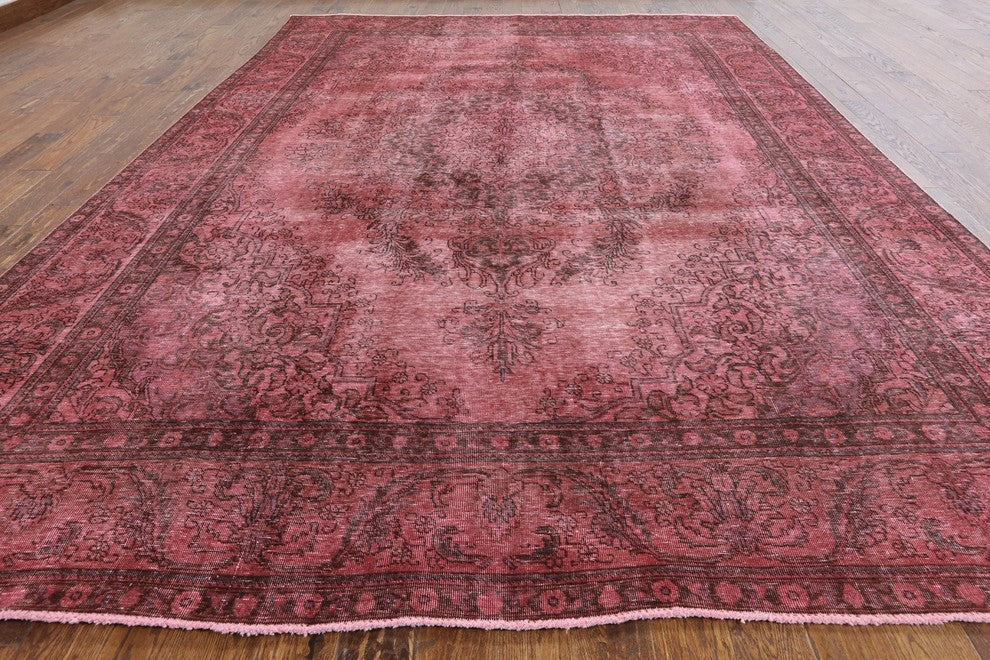 Oriental Floral Overdyed Hand Knotted Area Rug 10'x12', W2070