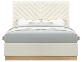 Casa Black Faux Leather King Bed, Cream, King