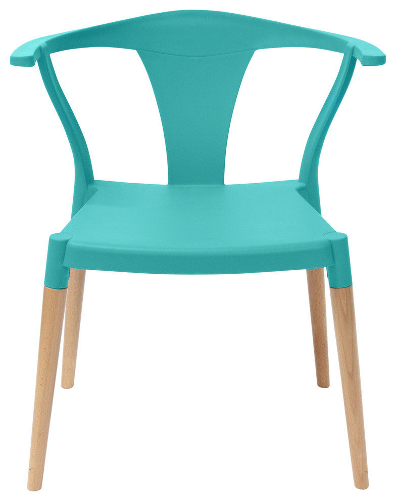 Icon Series Modern Dining Arm Chairs With Beech Wood Leg, Set of 2, Turquoise