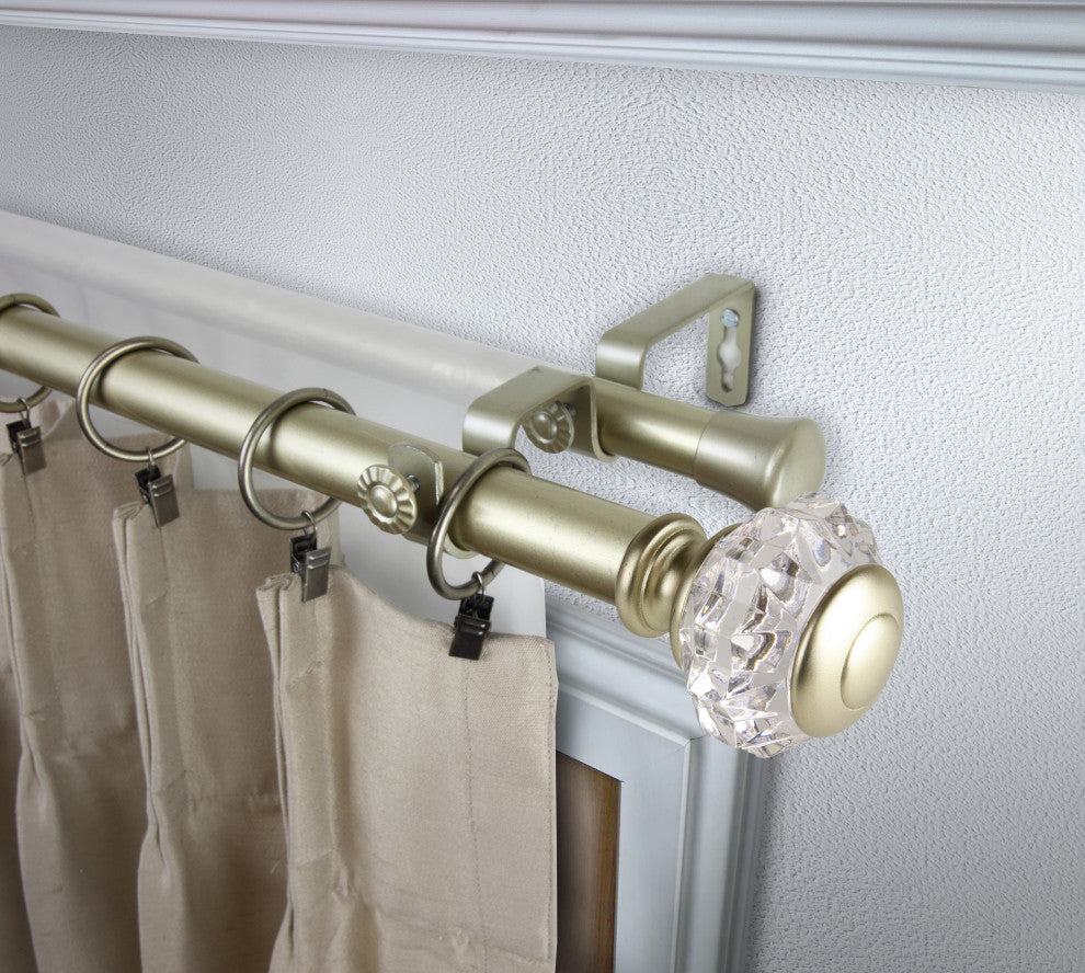 Lyla 1"D Double Curtain Rod, Gold, 120-170"