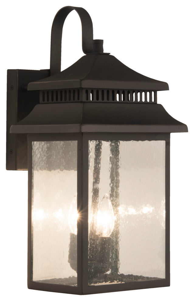 Crossbend Large 2 Light Outdoor Lantern, Dark Bronze Gilded