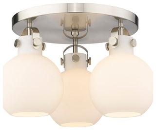 Innovations Newton Sphere 3 18" Flush Mount Satin Nickel