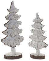 Carved Pine Tree Decor, 2-Piece Set