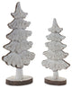 Carved Pine Tree Decor, 2-Piece Set