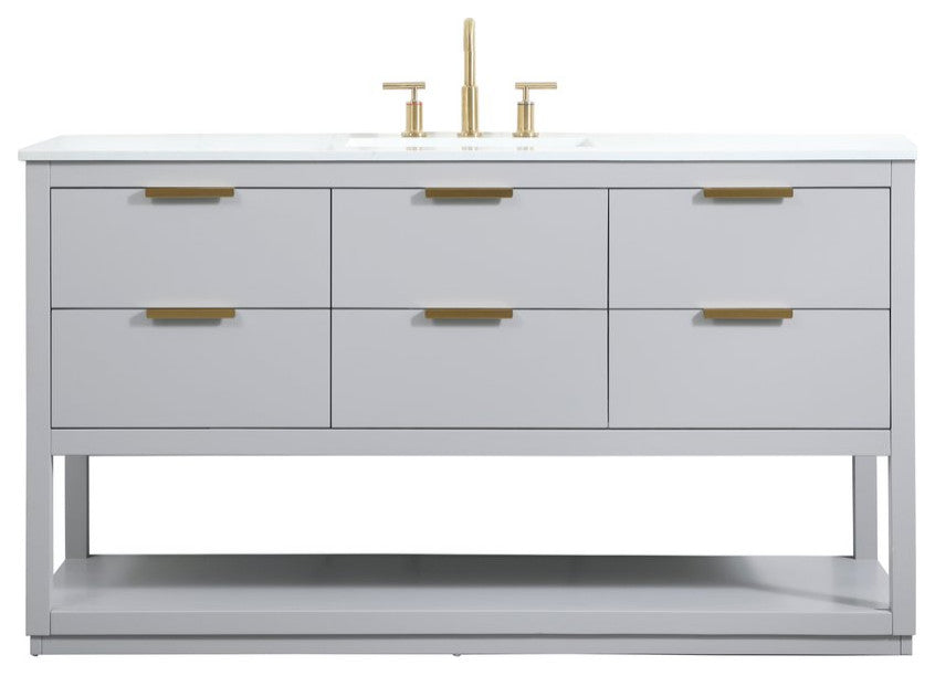 Louie 60" Single Bathroom Vanity, Gray