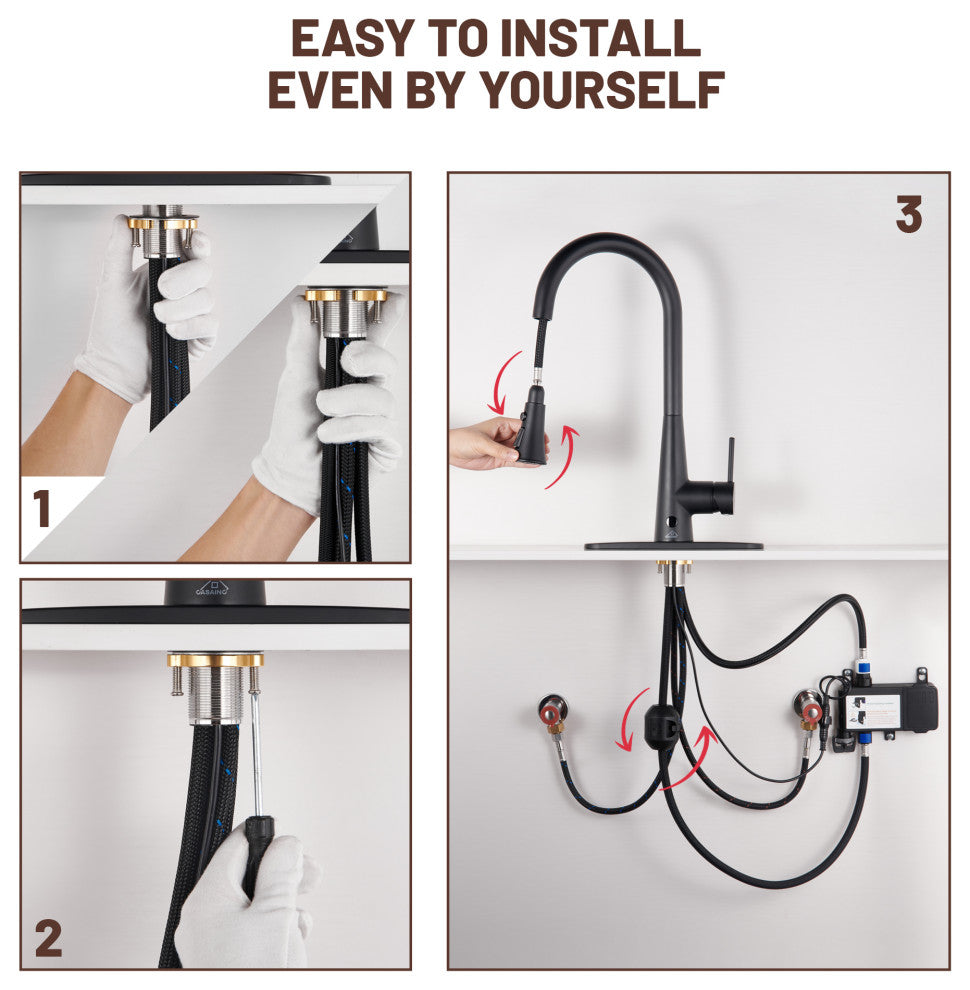 Single Handle Pull Down Sprayer Kitchen Faucet with Touchless Sensor, Matte Black