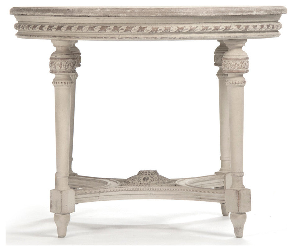 Bence Table, Weathered Top, Distressed Cream Base