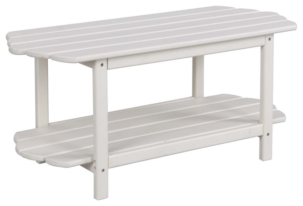 2 Tier Patio Table, Adirondack Outdoor Coffee Table for Backyard Pool, White