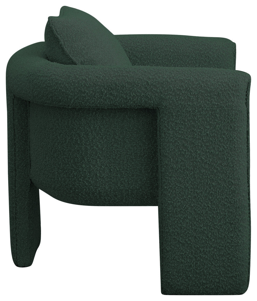 Stylus Boucle Fabric Upholstered Accent Chair, Green