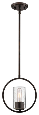 1 Light 9.75" Rubbed Bronze Mini-Pendant